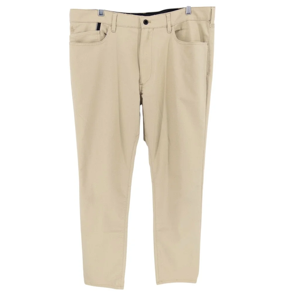 Polo Ralph Lauren Mens 36x32 Stretch Slim Fit Dobby Performance Pants Tan Chinos